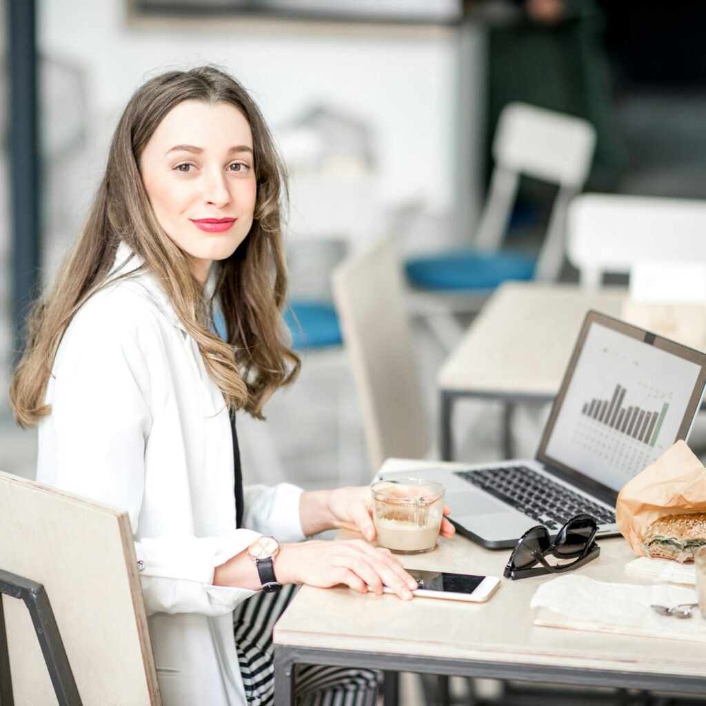 Business woman in the cafe